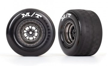 Traxxas 9475A Tires &amp; Whels Rear Matt Black Chrome (2)  Drag Slash
