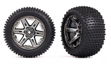Traxxas 3772R Tires &amp; Wheels Alias / RXT Black Chrome 2,8" Rear (TSM-Rated)  (2)