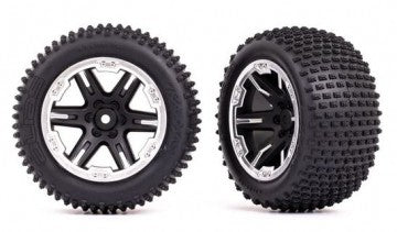 Traxxas 3772X Tires &amp; Wheels Alias / RXT Black w. Chrome Ring 2,8" Rear (TSM-Rated)  (2)