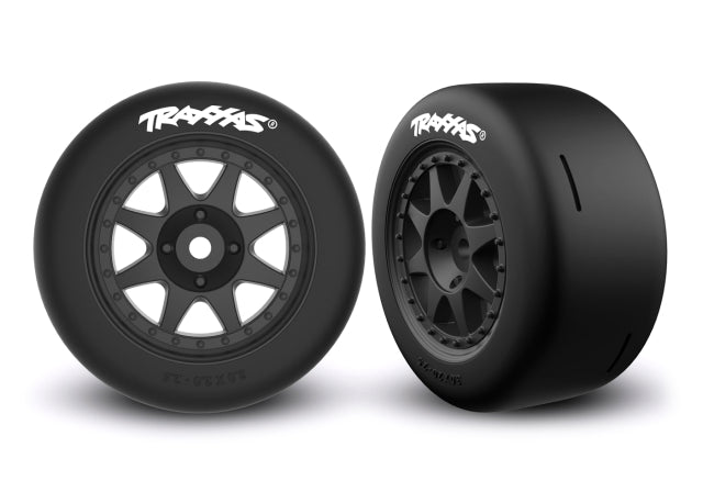 TRX10875-BLK Tires & Wheels Speed Slicks Soft / Mini Rally Black Rear (2)