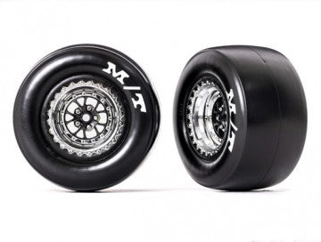 Traxxas 9476R Tires &amp; Whels Rear Chrome Mickey Thompson (2)  Drag Slash