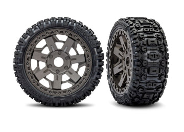 Traxxas 9071-GRAY Tires &amp; Wheels Sledgehammer Belted/ Gray 3.0" (2)