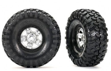 Traxxas 8179X Tires &amp; Wheels Canyon Trail/TRX-4 Satin Chrome 1.9" (2)