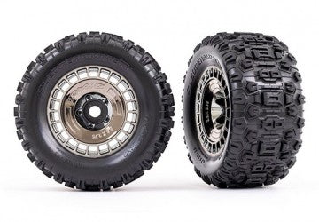 Traxxas 9572T Tires &amp; Wheels Sledgehammer 3.8'' / Black Chrome 3-piece Spoke (w/ Wheel Hubs) (2)