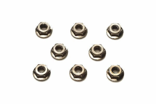 4mm Serrated Whl Nut Bla*8