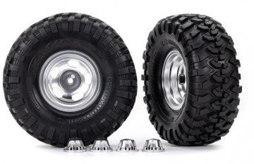 Traxxas 8159 Tires &amp; Wheels 2.2" Canyon Trail / Satin Chrome w/ Center Caps (Requires #8255A)