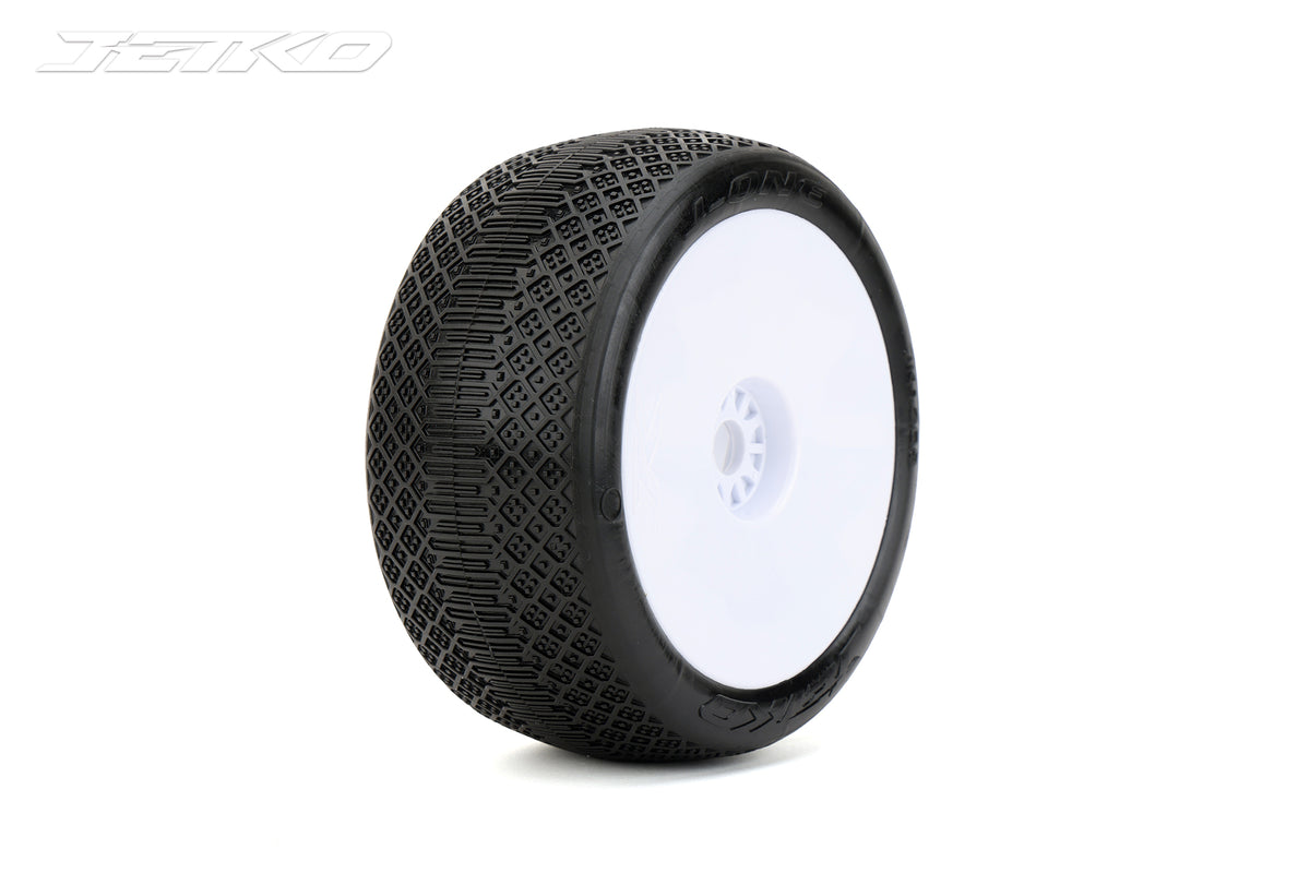 Jetko J One Composite S.Soft 1:8 Truggy Pre-glued on White Rims (2)