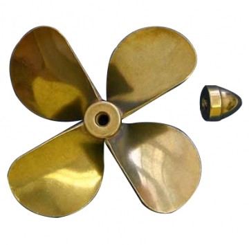Brass Prop 4-Blade Left 3-3/8 dia