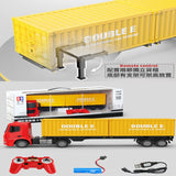 Lang fjernstyret truck med dobbelt container vogn