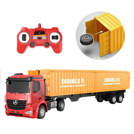 Lang fjernstyret truck med dobbelt container vogn
