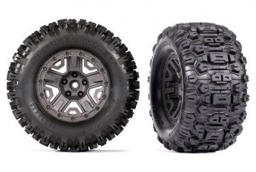 Traxxas 9072-GRAY Tires &amp; Wheels Sledgehammer/ Charcoal Gray 2.8" 4WD TSM (2)