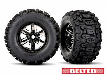 Traxxas 7871X Tires &amp; Wheels Sledgehammer Belted / X-MAXX Black Chrome (2)
