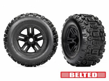 Traxxas 9573 Tires &amp; Wheels Sledgehammer Belted 3.8'' Black (17mm Hex) (2)