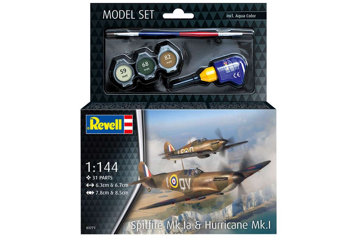 Model Set Spitfire Mk.Ia & Hurricane Mk.I 1:144