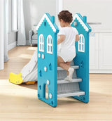 Kids Zone house with slide, swing and basket.