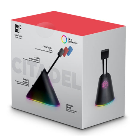 FragON - Citadel RGB Mouse Bungee with 3 colorful clips, Black