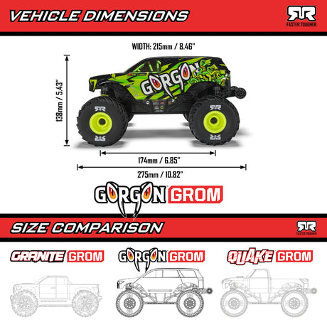 1/16 GORGON GROM 4X4 RTR Brushed Monster Truck (Battery & Charger Included), Yellow