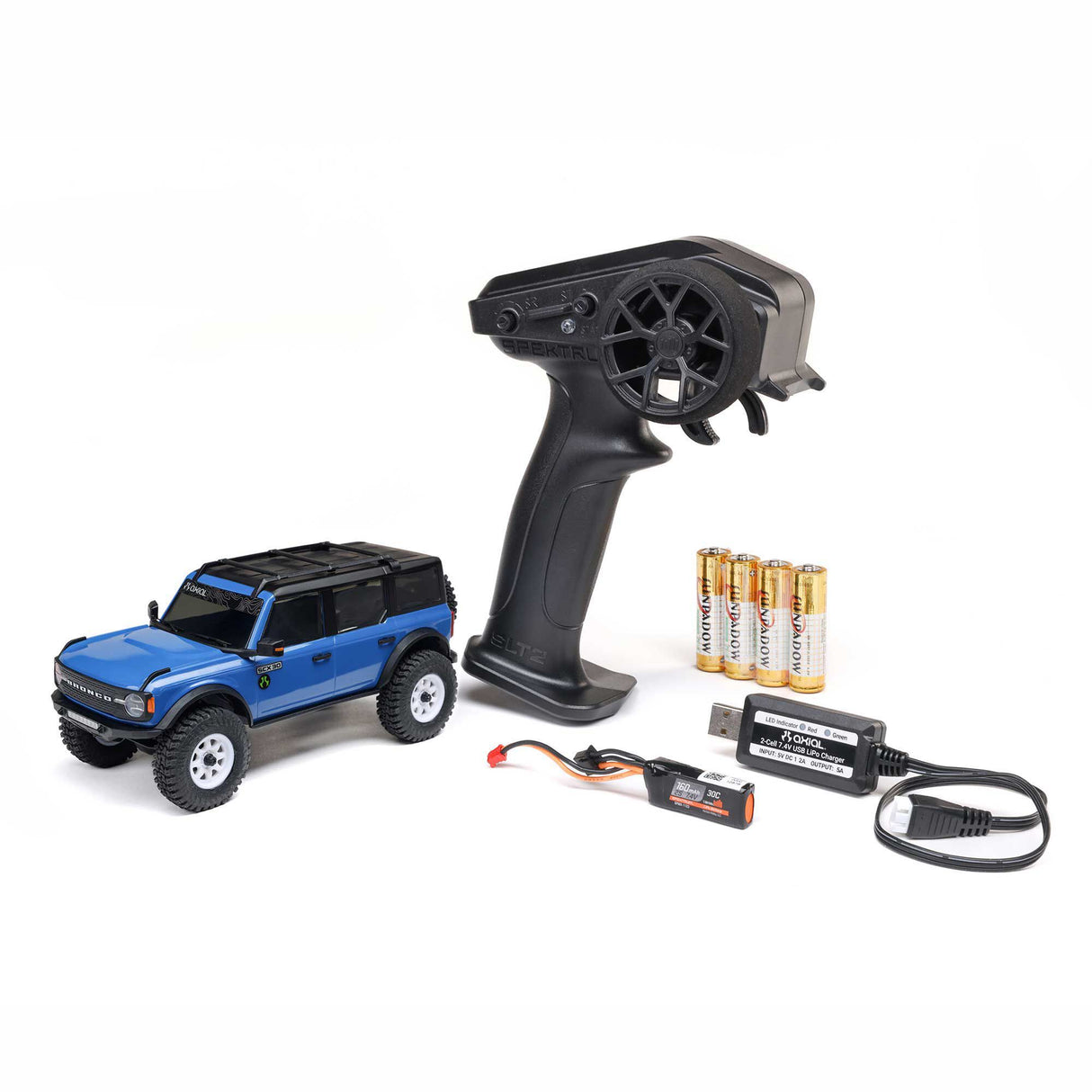 1/30 SCX30 Ford Bronco 4X4 RTR Brushed Rock Crawler (Battery & Charger Included), Blue