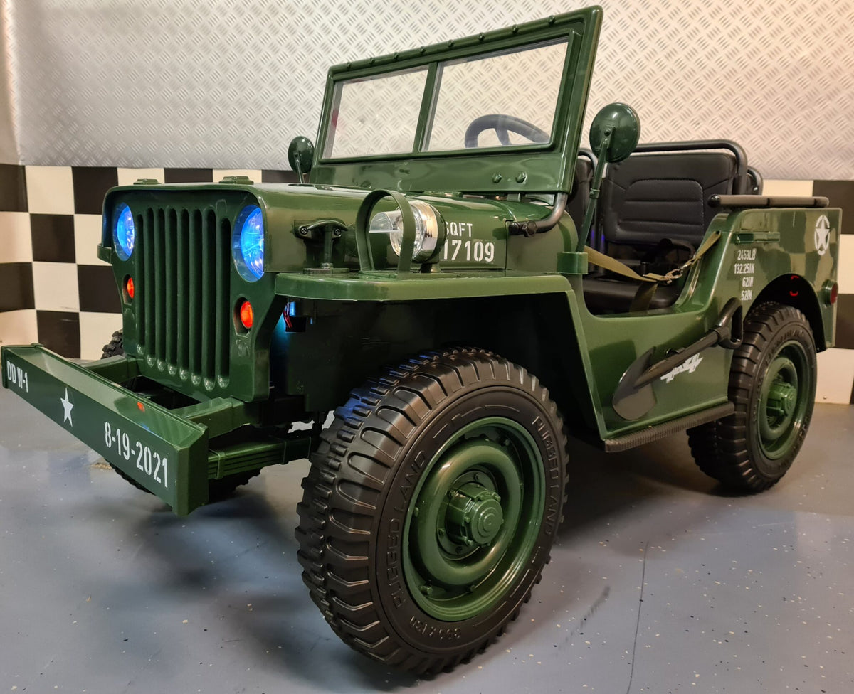 Jeep Willys 12V elbil för barn med fjärrkontroll – 1 person