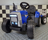 Barntraktor 12V med släp och fjärrkontroll – blå