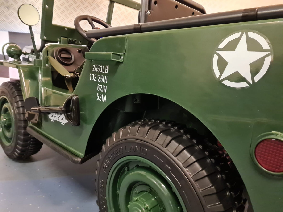 Jeep Willys 24V elbil til børn med fjernbetjening – grøn