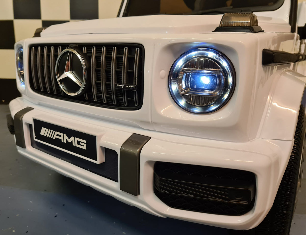 Mercedes-Benz G63 12V elbil til børn – 1 person, hvid