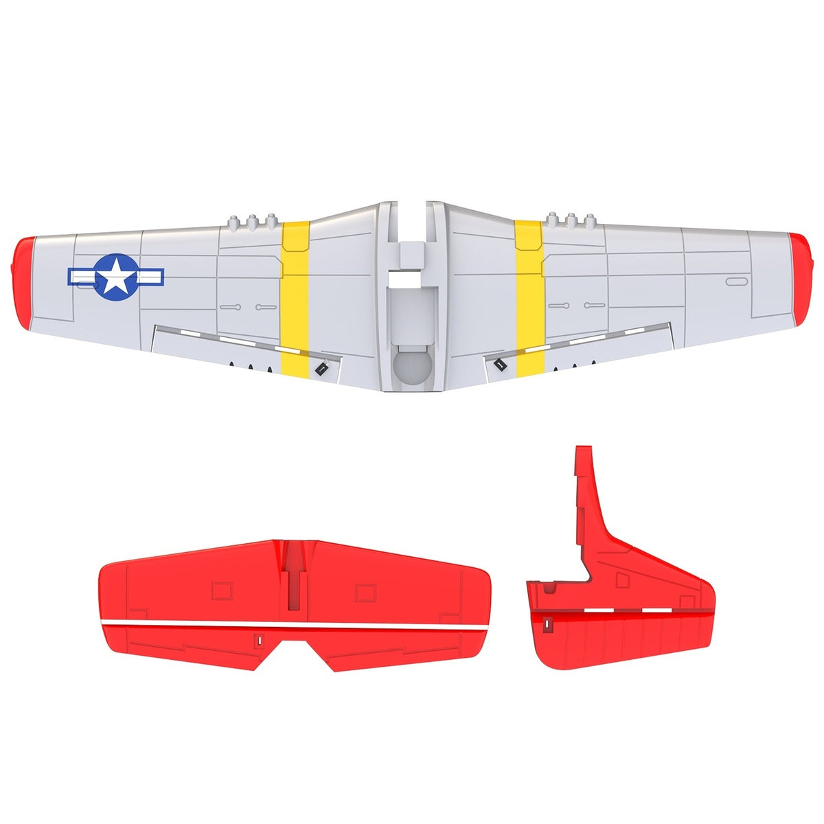 Wing, Tail Fin &amp; Stabilizer P51D 400mm Red