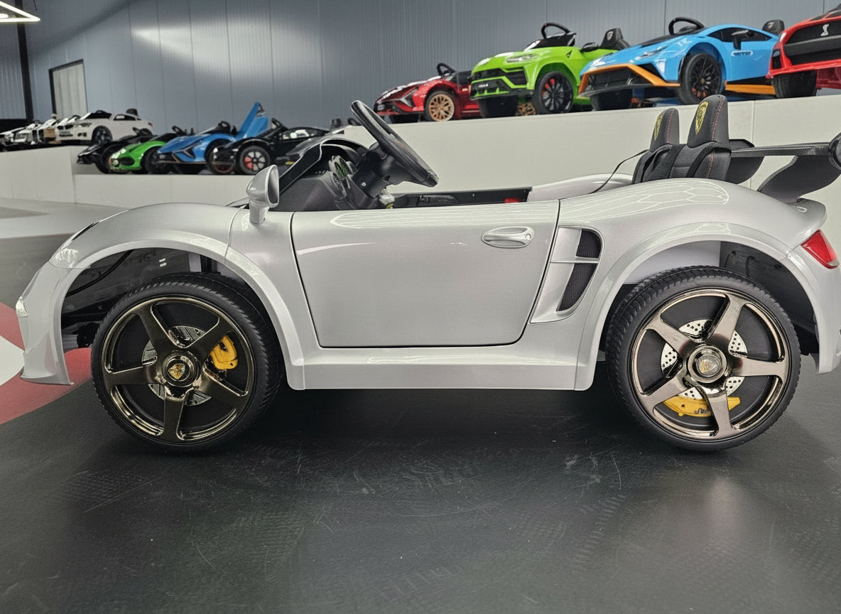 Porsche RUF 24V elbil för barn – 2 personer, metallic silver