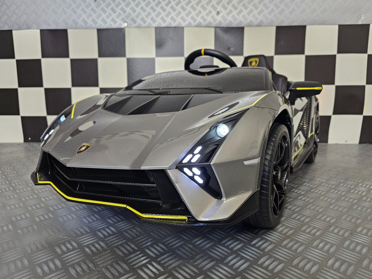 Lamborghini Auténtica 12V elbil för barn – 1 person, metallic grå