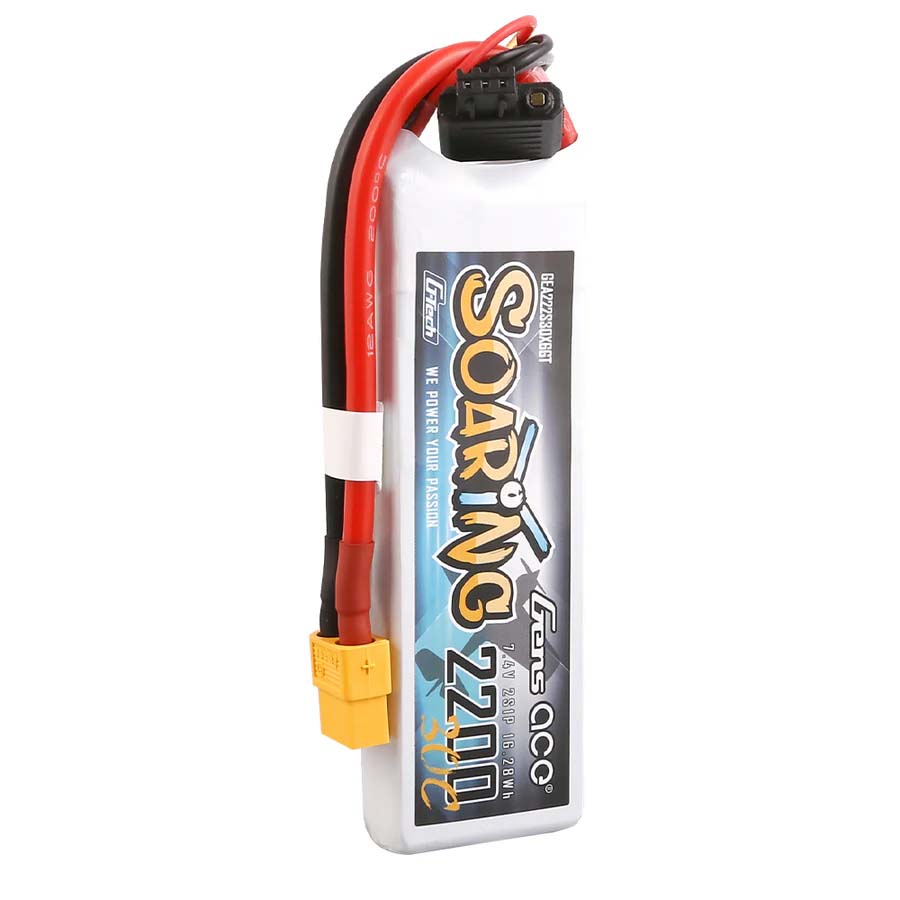 GENS ACE GE1-2200-2X6GT - GensAce Soaring LiPo 2S 7.4V-2200-30CXT60 104x34.5x14.5mm 122g GT