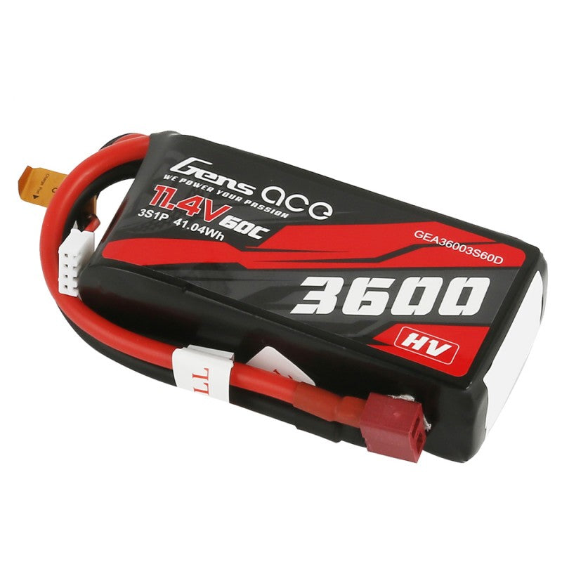 GENS ACE GE3-3600HV-3D - Gens ace Crawler LiPo 3S 11.4V-3600-60CDeans 89x42x26mm 218g