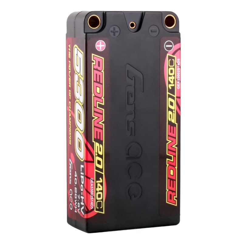 GENS ACE GEA53002S14D5 - GensAce Redline 2.0 Shorty 2S HV 7.6V-140C-5300 96x47x22.5mm 199g