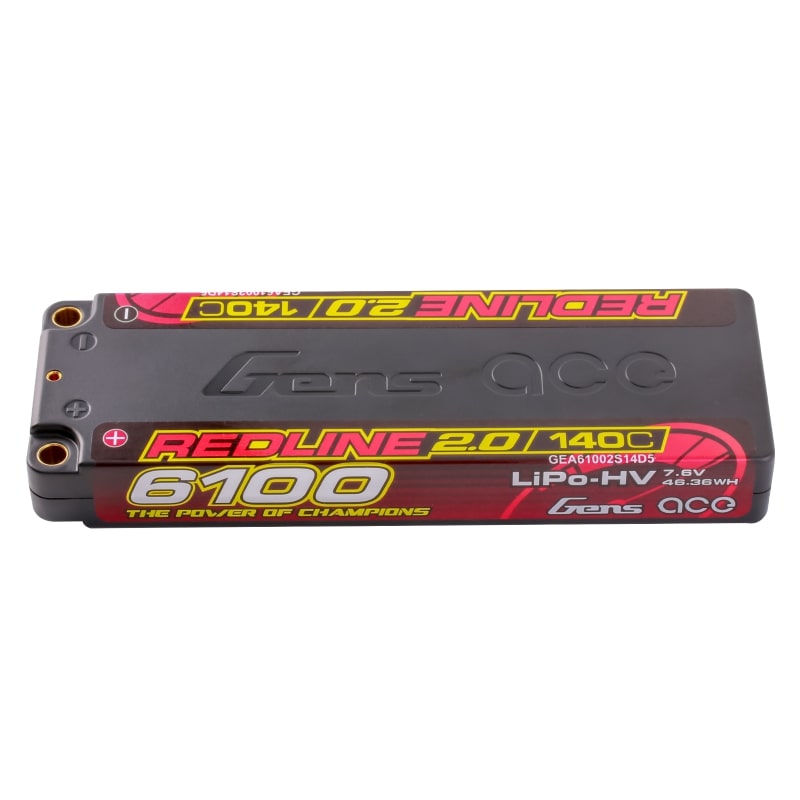 GENS ACE GEA61002S14D5 - GensAce Redline 2.0 Low Prof 2S HV 7.6V-140C-6100 139x47x18.5mm 226g
