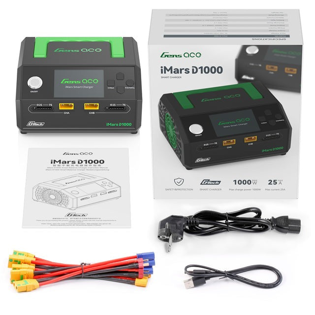 GENS ACE GEAD1000-EB - GensAce Charger iMars D1000 Smart Dual Channel AC 1000W EU