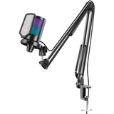 FIFINE A6T Condenser RGB USB Microphone with Boom Arm, Black