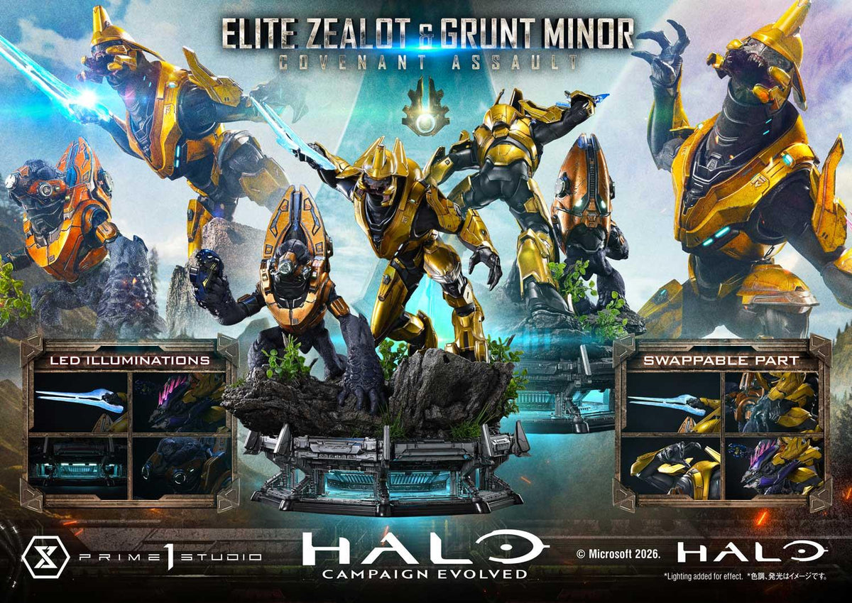 Prime 1 Studio Ultimate Premium Masterline Halo: Campaign Evolved Elite Zealot & Grunt Minor: Covenant Assault Bonus Version