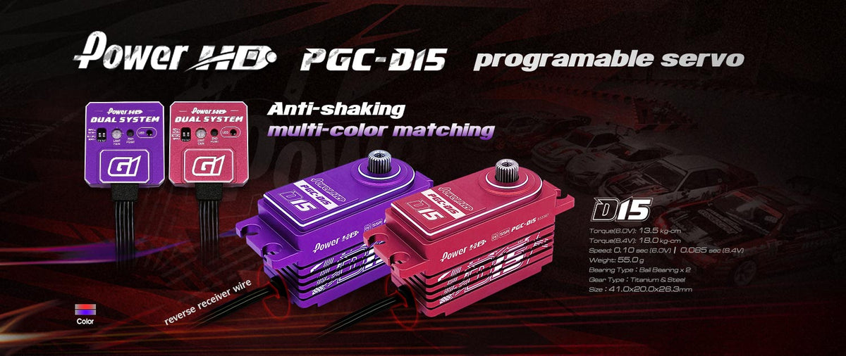 POWER HD HD-D15P - Servo Power HD D15 Purple Low Profile Rev wire Drift/TC 18kg/0.085