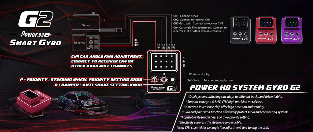 POWER HD HD-G2 - Power HD Gyro G2 drift Dual System 4CH