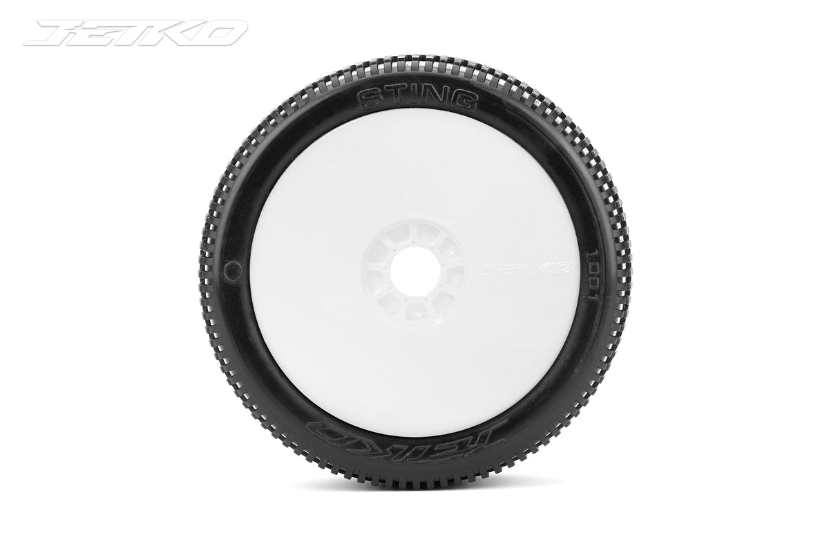 JETKO JK1001SRW - Jetko Sting Soft 1:8 Buggy Pre-glued White Revo Rims 2 pcs