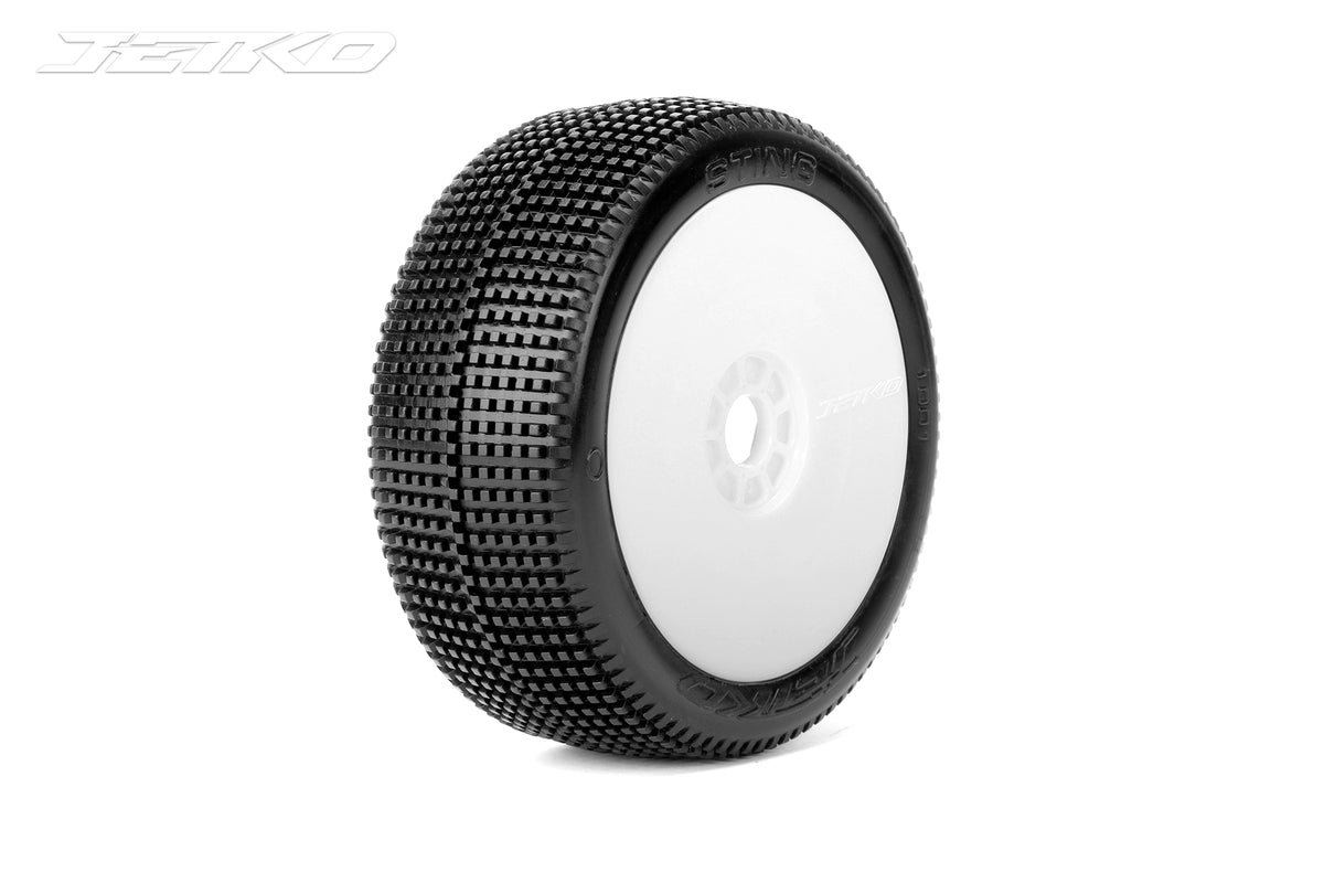 JETKO JK1001SRW - Jetko Sting Soft 1:8 Buggy Pre-glued White Revo Rims 2 pcs