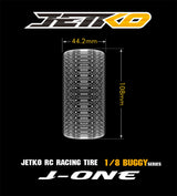 JETKO JK1009CUSRW - Jetko J One Comp. Ultra Soft Belted 1:8 Buggy on White Revo Rims 2 pcs