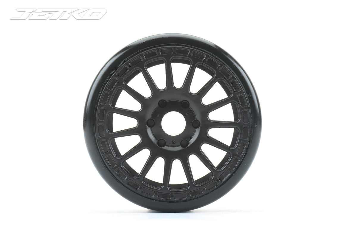 JETKO JK1101RBS - Jetko Buster Super Soft belted 1:8 GT Pre-glued Black Claw Rims 2 pcs