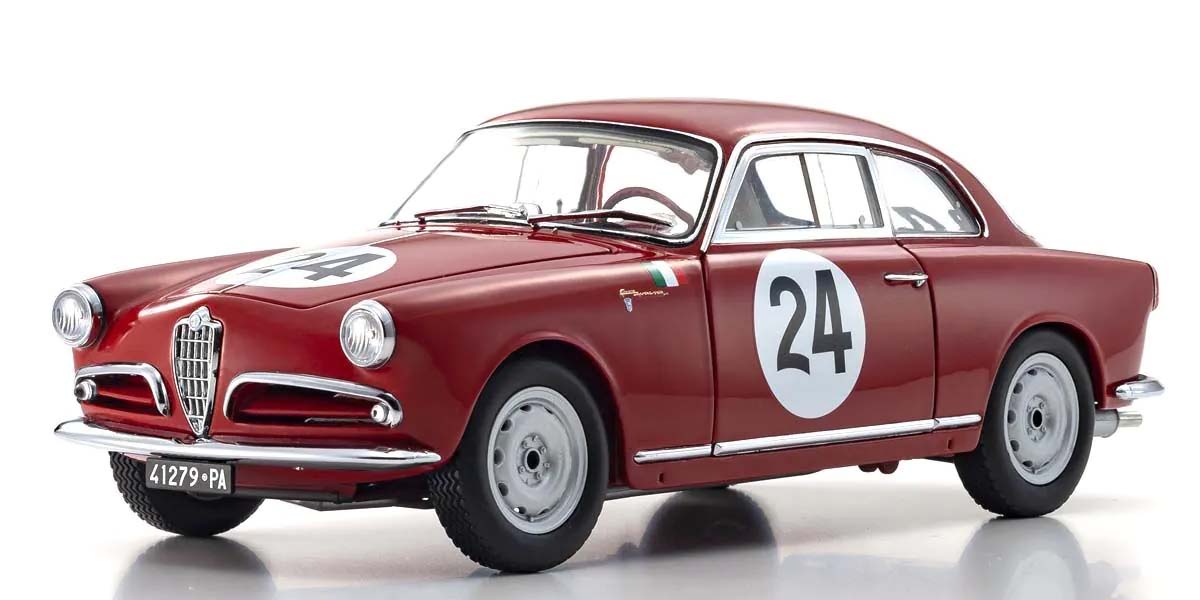 KYOSHO DIE CAST KS08957B - Kyosho 1:18 Alfa Romeo Giuletta SV Targa Florio 1957 Nr.24