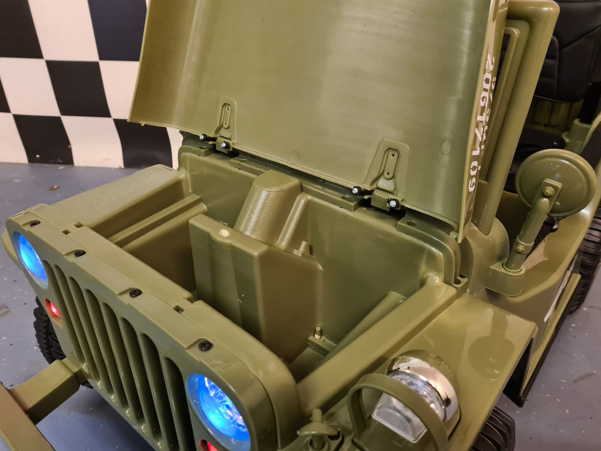 Jeep Willys 12V elbil för barn med fjärrkontroll – 1 person