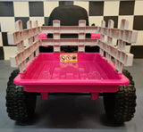 Børnetraktor 12 volt med anhænger pink