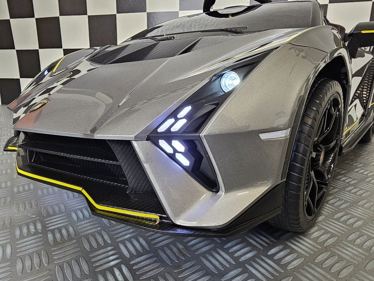 Lamborghini Auténtica 12V elbil för barn – 1 person, metallic grå