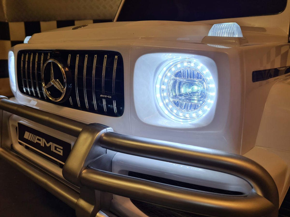 Mercedes-Benz G63 24V elbil til børn – 2 personer, hvid