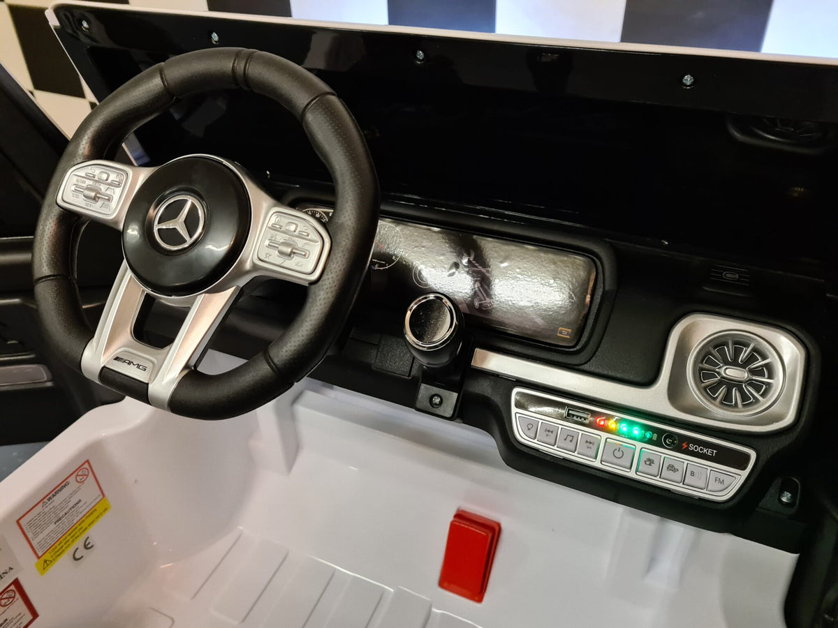Mercedes-Benz G63 24V elbil til børn – 2 personer, hvid