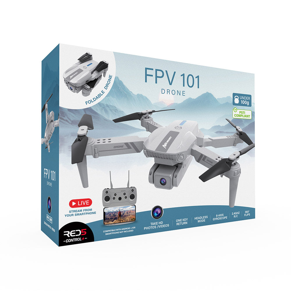 FPV 101 drönare - Kompakt vikbar drönare med HD-kamera och live FPV
