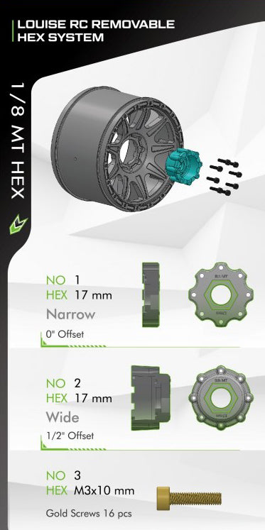 Tires &amp; Wheels ST-UPHILL 3,8" Sport MFT (Removable 17mm Hex 0" &amp; 1/2" Offset) (2)